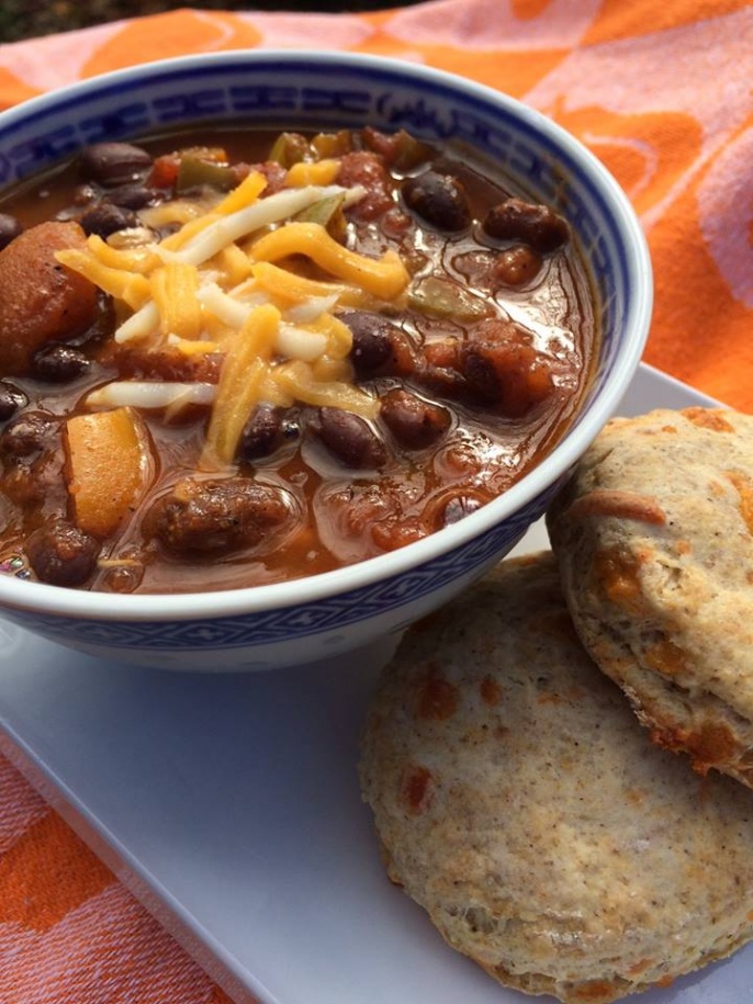 Cricket Black Bean Chili and cricket biscuits future food