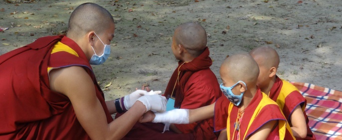 Monk Helping Nepal Earthquake prayer